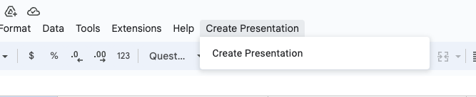 Google Sheets Menu Example